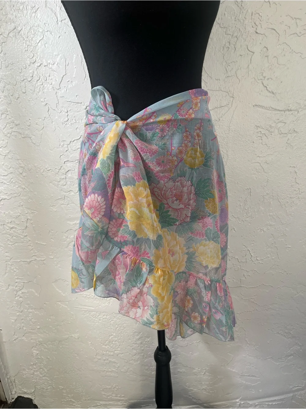 Vintage Sheer Floral Peacock‎ Kimono Duster Cover Up Boho